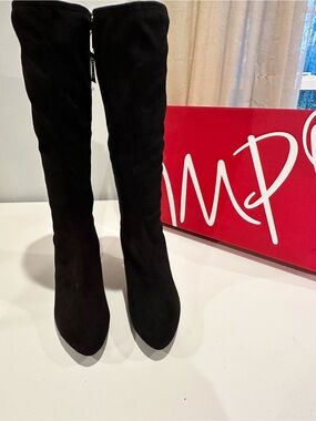 Impo Black Heeled Suede Stretch Boots